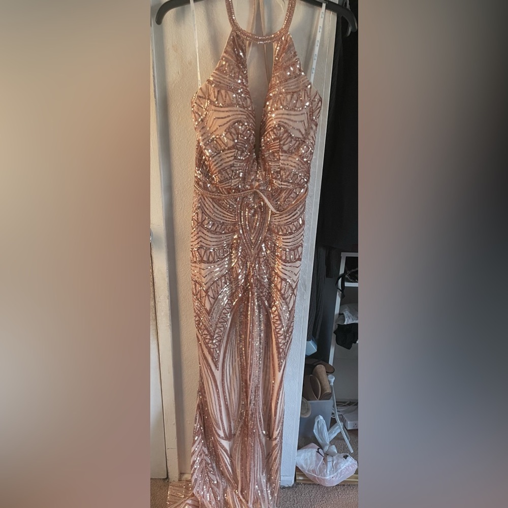 Rose gold sequin dress